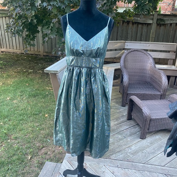 SEE BY CHLOE Green Glitter Sheen Party Dress Silk Women’s size 6 - Picture 9 of 9